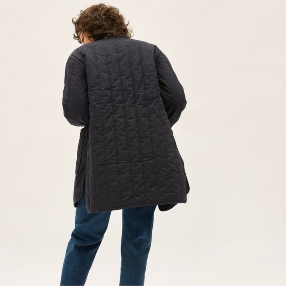 Everlane The Cotton Quilted Jacket‎ Black Button Front Women Chore Coat Thermal - Picture 4 of 8